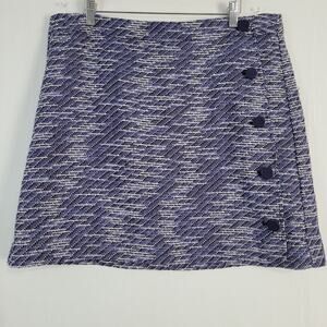 LOFT tweed a-line skirt size 14 blue multi side button detail career wear office